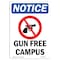 Signmission OSHA Notice, 7" Height, Gun Free Campus Sign With Symbol, 7" X 5", Portrait OS-NS-D-57-V-13176 - alternate 1